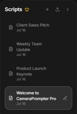 Script Library panel showing a list of saved scripts with New script and Upload script buttons